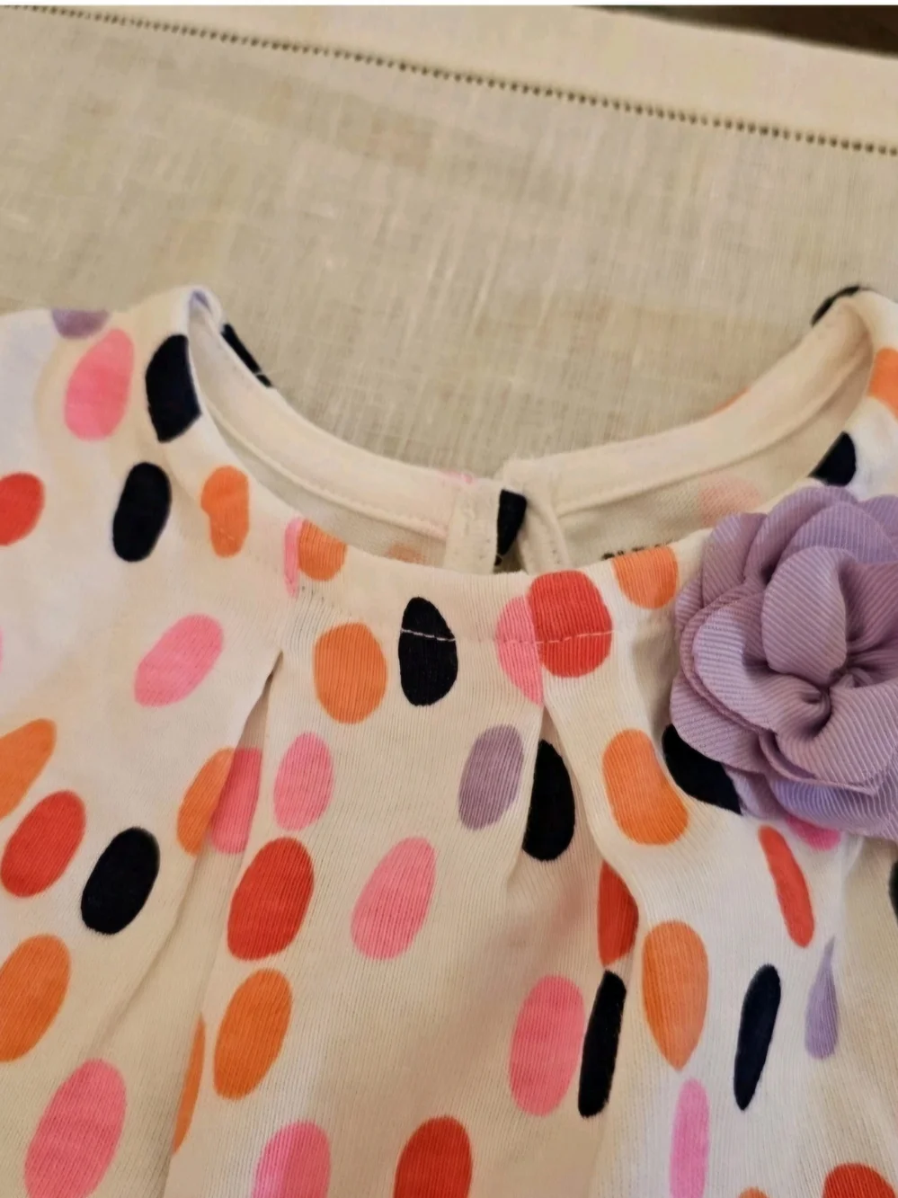Gymboree Toddler Girl Bright Multi Dot Long Sleeve Tunic Top Flower Accent 24M